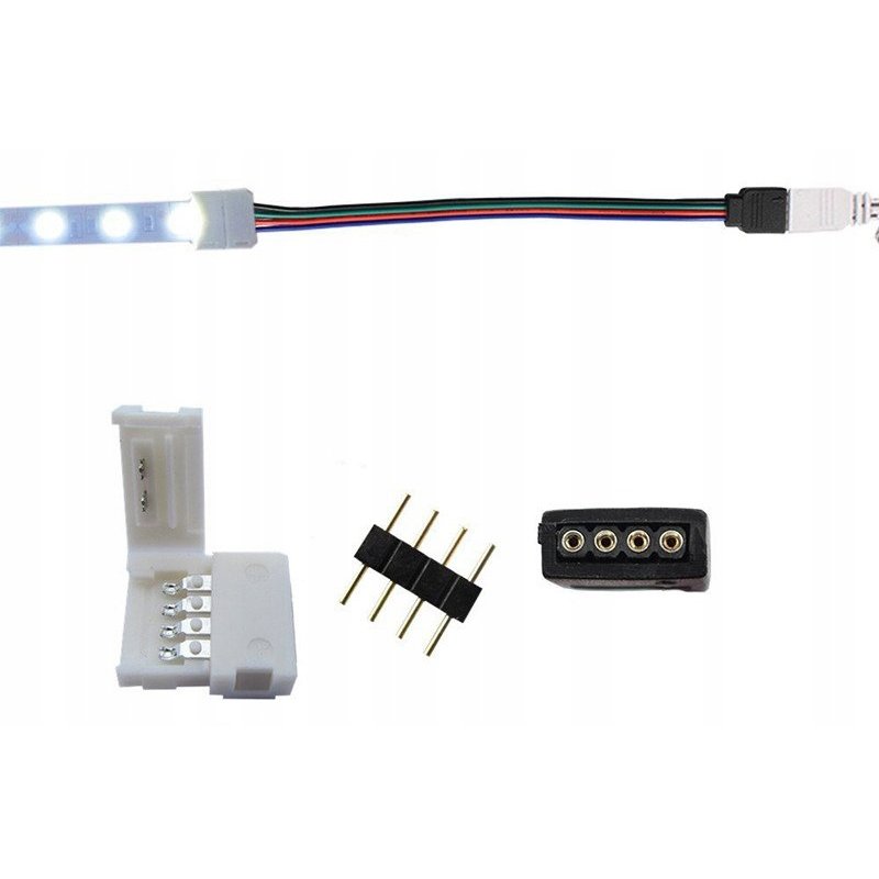 Złączka do taśmy LED RGB 10mm z kablem 4-PIN męska