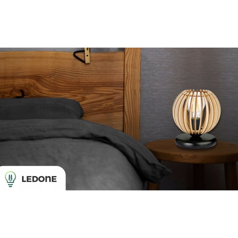 LAMPKA NOCNA LAMPA STOŁOWA DREWNIANA LOFT RETRO E27 DO SYPIALNI DO GNIAZDKA