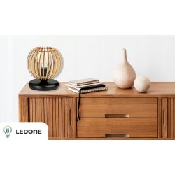 LAMPKA NOCNA LAMPA STOŁOWA DREWNIANA LOFT RETRO E27 DO SYPIALNI DO GNIAZDKA