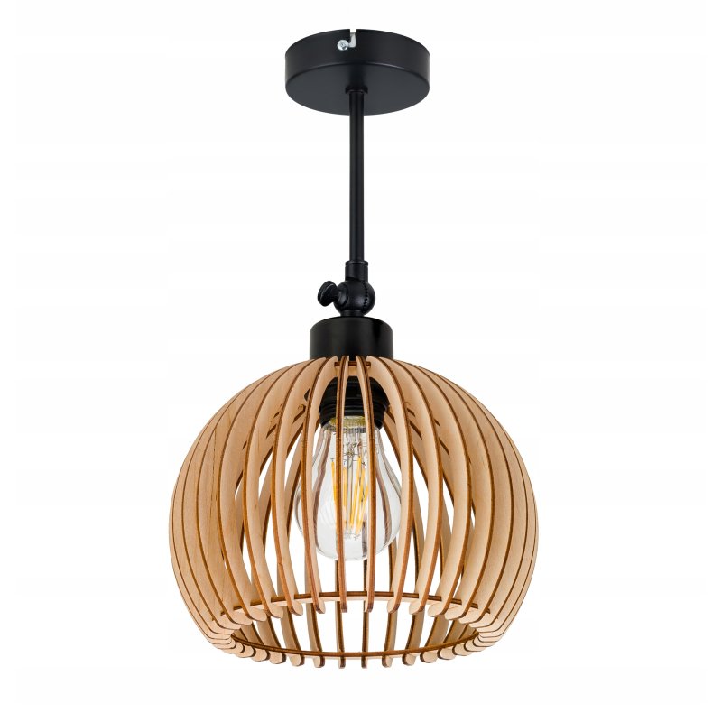 Lampa kinkiet ścienny regulowany LOFT klosz kula 36 Drewno na 1x e27