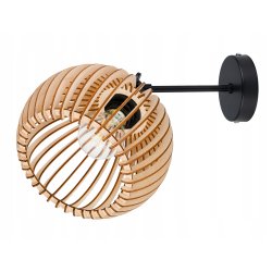 Lampa kinkiet ścienny regulowany LOFT klosz kula 36 Drewno na 1x e27