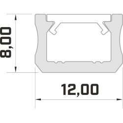 2m Profil aluminiowy typ X wąski głęboki + Klosz do taśm led