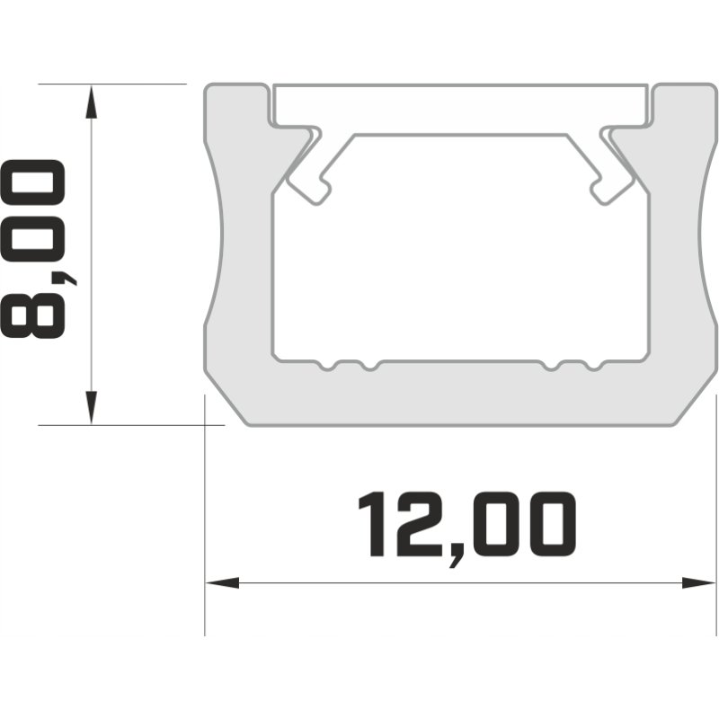 2m Profil aluminiowy typ X wąski głęboki + Klosz do taśm led