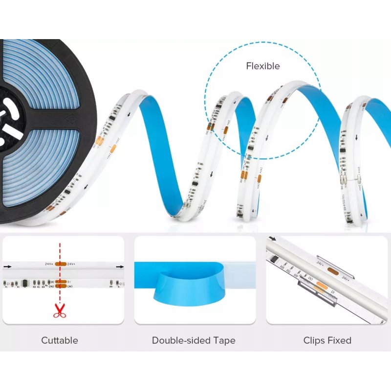 Taśma led COB RGBW + NW 24V 784d Magic Pixel Adresowalna WS2814 cyfrowa 5m