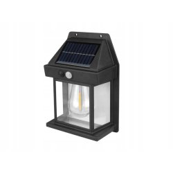 KINKIET SOLARNY Lampka ścienna SOLARNA z żarówką Filament LED ciepły z PIR