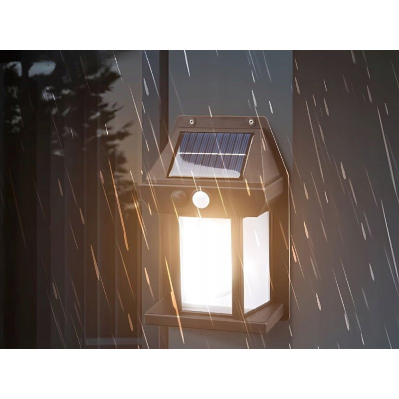 KINKIET SOLARNY Lampka ścienna SOLARNA z żarówką Filament LED ciepły z PIR