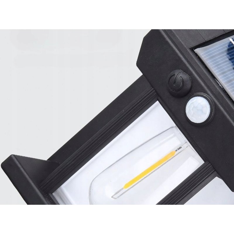 KINKIET SOLARNY Lampka ścienna SOLARNA z żarówką Filament LED ciepły z PIR