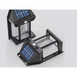 KINKIET SOLARNY Lampka ścienna SOLARNA z żarówką Filament LED ciepły z PIR