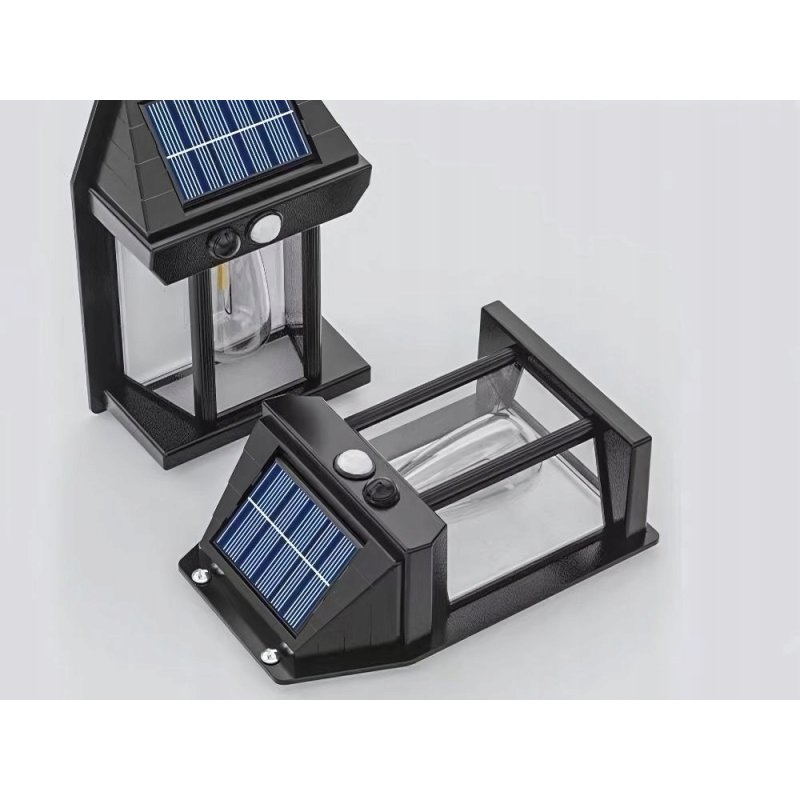 KINKIET SOLARNY Lampka ścienna SOLARNA z żarówką Filament LED ciepły z PIR