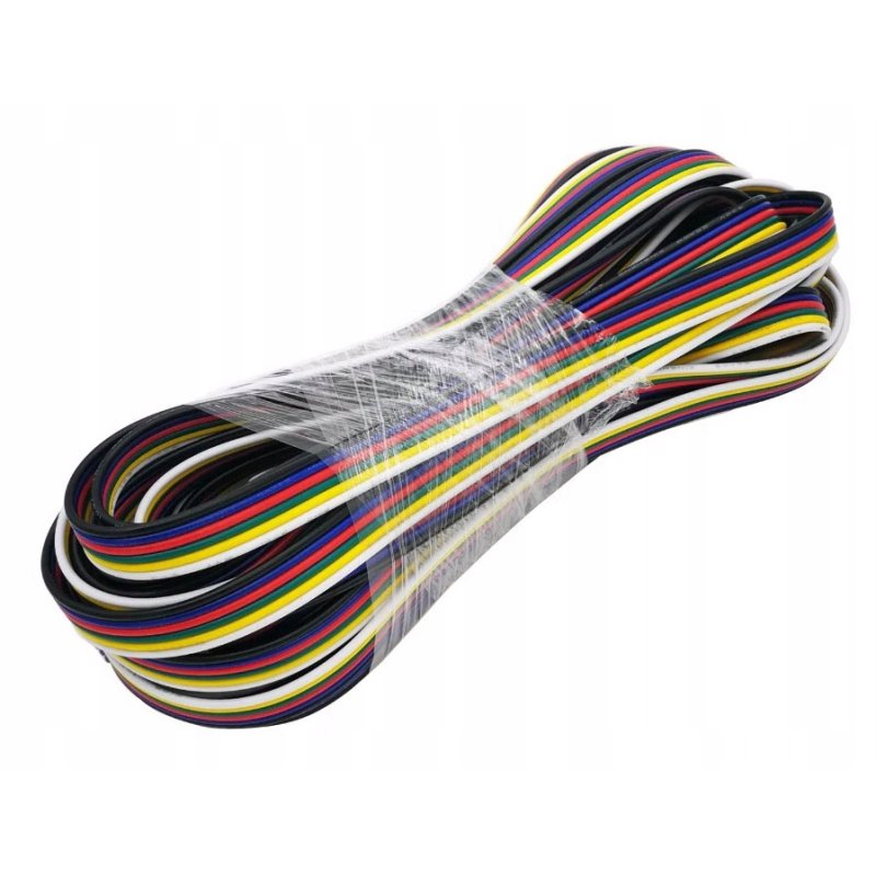 Kabel 1mb przewód 6-żyłowy kolorowy do taśm led RGBW +CCT 6x 0,22mm RGBCCT