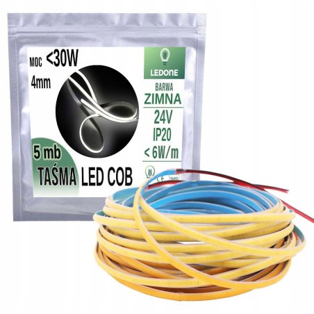 Taśma LED COB WĄSKA 4mm 24V...