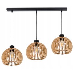Lampa wisząca zwis żyrandol sufitowa LOFT klosz kula 36 Drewno na 3x e27