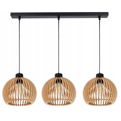 Lampa wisząca zwis żyrandol sufitowa LOFT klosz kula 36 Drewno na 3x e27