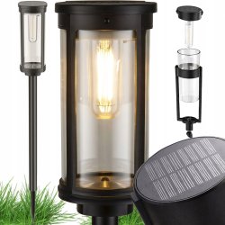 Lampka ogrodowa SOLARNA słupek ogrodowy lampa wbijana CIEPŁA led filament