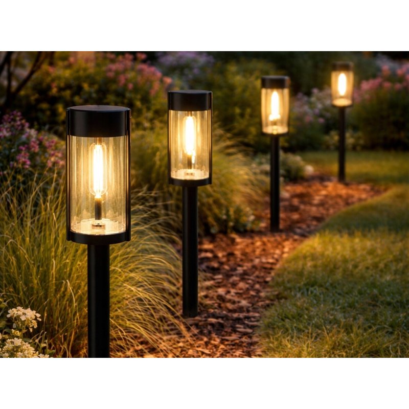 Lampka ogrodowa SOLARNA słupek ogrodowy lampa wbijana CIEPŁA led filament
