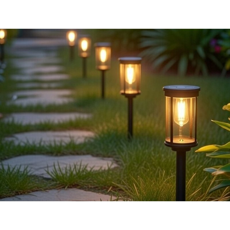 Lampka ogrodowa SOLARNA słupek ogrodowy lampa wbijana CIEPŁA led filament