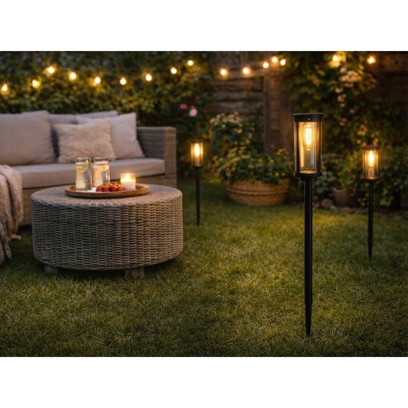 Lampka ogrodowa SOLARNA słupek ogrodowy lampa wbijana CIEPŁA led filament