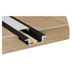 Zestaw PROFIL ALUMINIOWY czarny wpuszczany slim eko do taśm LED 2m + KLOSZ
