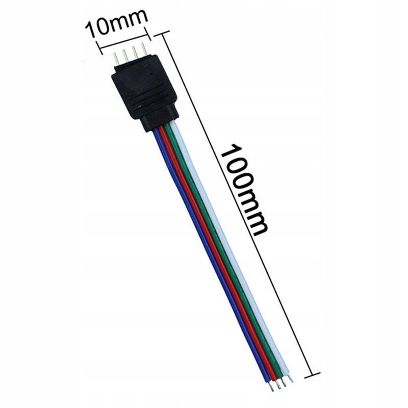 Złączka do taśmy LED RGB 4-PIN męska z kablem 10cm