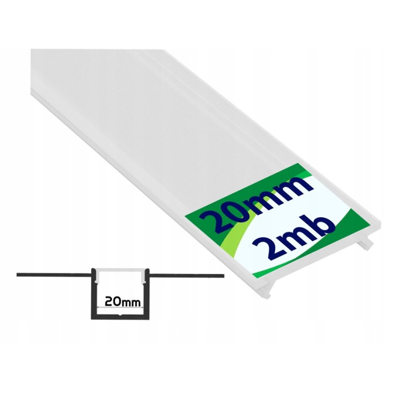PROFIL aluminiowy XL szeroki 20mm do taśm led płyt karton-gips KG KLOSZ 2m