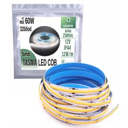 TAŚMA LED COB 12V 12w/m ip44 NEON ZIMNA 5m LINIA