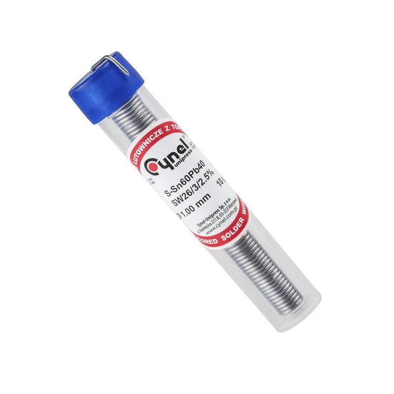 Cyna lutownicza 1mm Spoiwo z topnikiem w fiolce 10g do lutowania