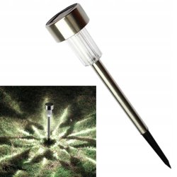 Lampka ogrodowa SOLARNA inox LAMPA wbijana LED barwa ZIMNA