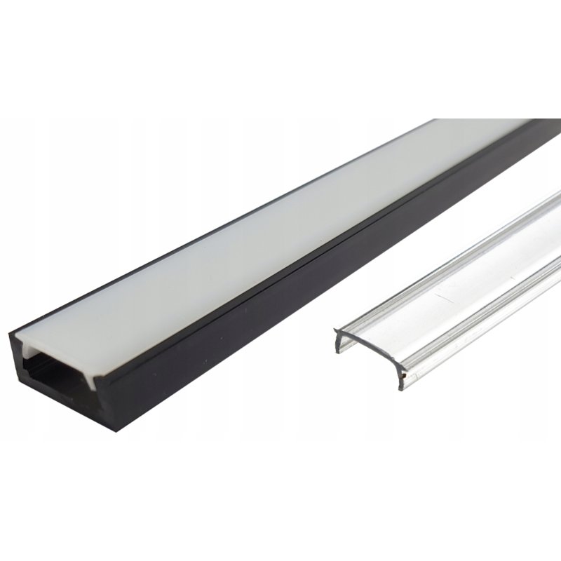 Profil LED CZARNY 2m do taśm LED 8 10 mm + KLOSZ