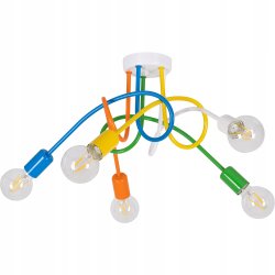 KOLOROWA LAMPA SUFITOWA ZWIS ŻYRANDOL SNAKE 5xE27