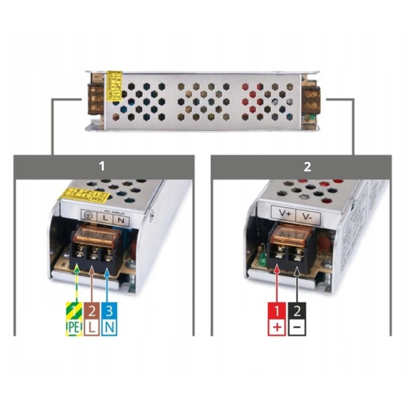 ZASILACZ MONTAŻOWY 12V 60W SLIM MODUŁOWY DO TAŚM LED CCTV MONTAŻOWY IP20