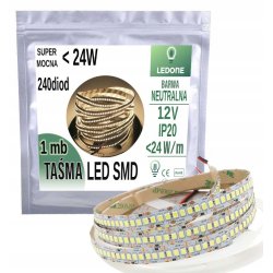 TAŚMA LED SUPER MOCNA PREMIUM 12V smd 2835 IP20 240diod/m NEUTRALNA 1m