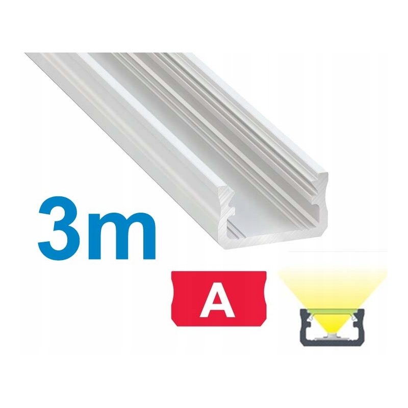 PROFIL ALUMINIOWY NAWIERZCHNIOWY typ A BIAŁY do taśm LED 3m