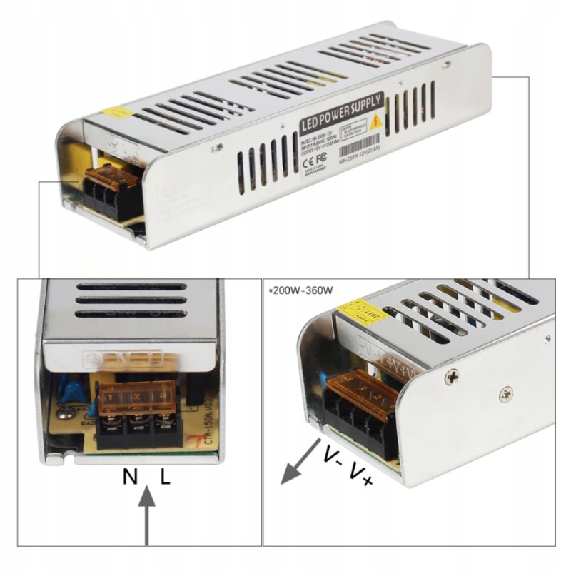 ZASILACZ MONTAŻOWY 12V 100W SLIM MODUŁOWY DO TAŚM LED CCTV MONTAŻOWY