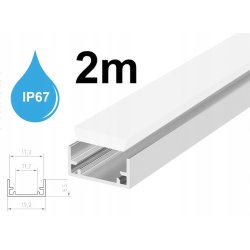 Profil aluminiowy hermetyczny IP67 podłogowy + klosz mleczny 2m do taśm led