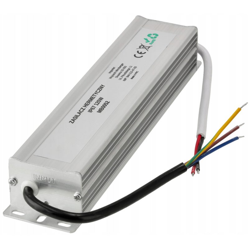 Zasilacz 12V 120W 10A wodoodporny do taśm LED IP67 hermetyczny metal