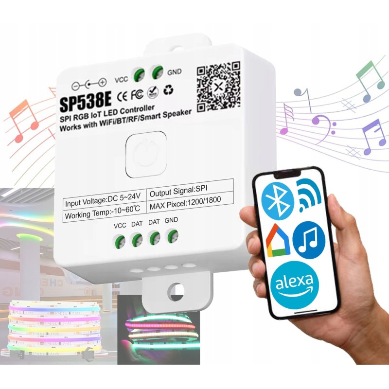 Sterownik Magic Digital IC SPERL taśm LED COB RGB cyfrowy WS2811 SPI music
