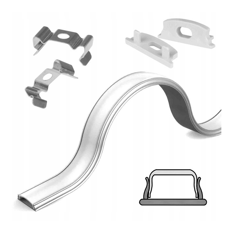 Profil ELASTYCZNY giętki do taśm LED COB na łuki okręgi aluminiowy + KLOSZ