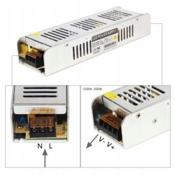 ZASILACZ MONTAŻOWY 12V 100W SLIM MODUŁOWY DO TAŚM LED CCTV MONTAŻOWY