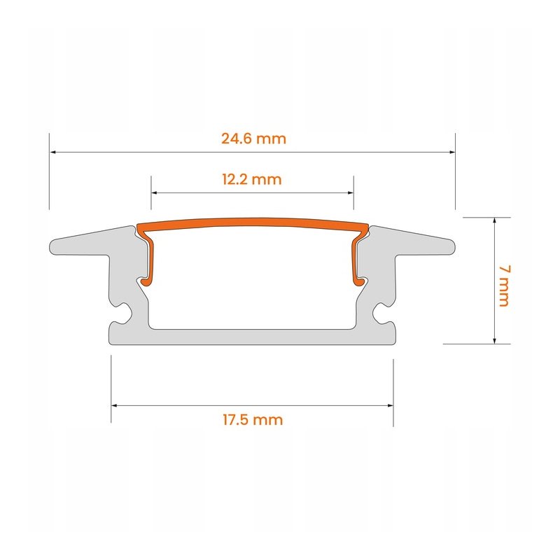 Zestaw PROFIL ALUMINIOWY czarny wpuszczany slim eko do taśm LED 2m + KLOSZ
