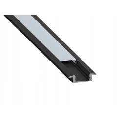 Zestaw PROFIL ALUMINIOWY czarny wpuszczany slim eko do taśm LED 2m + KLOSZ