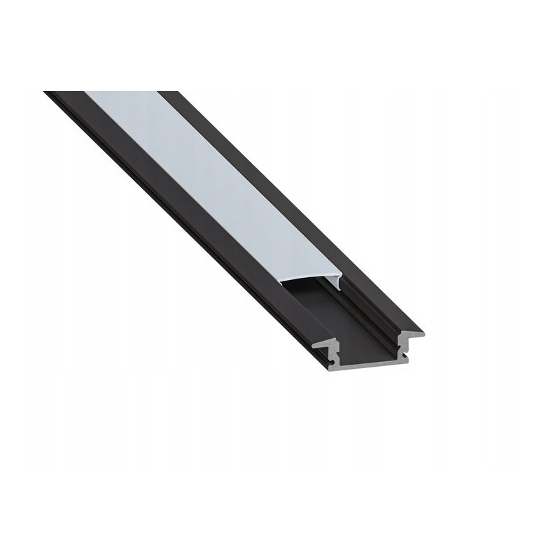 Zestaw PROFIL ALUMINIOWY czarny wpuszczany slim eko do taśm LED 2m + KLOSZ