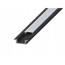 Zestaw PROFIL ALUMINIOWY czarny wpuszczany slim eko do taśm LED 2m + KLOSZ