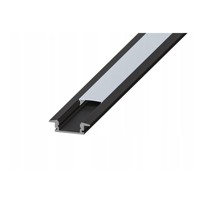 Zestaw PROFIL ALUMINIOWY czarny wpuszczany slim eko do taśm LED 2m + KLOSZ