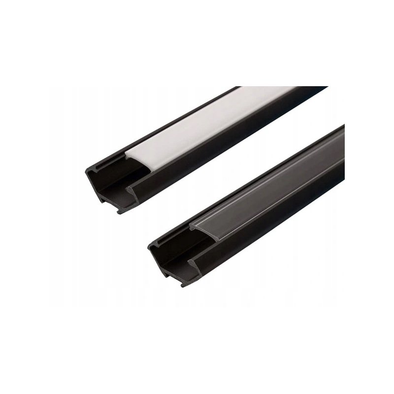PROFIL PCV CZARNY NAROŻNY do taśm LED 1m + KLOSZ