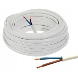 Przewód Płaski elektryczny giętki (linka) instalacyjny OMYp 2x0,75 biały