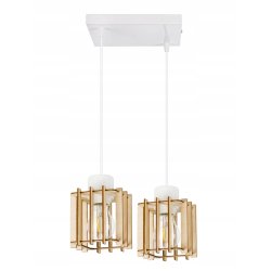 LAMPA WISZĄCA zwis żyrandol sufit DREWNO KOSTKA 2