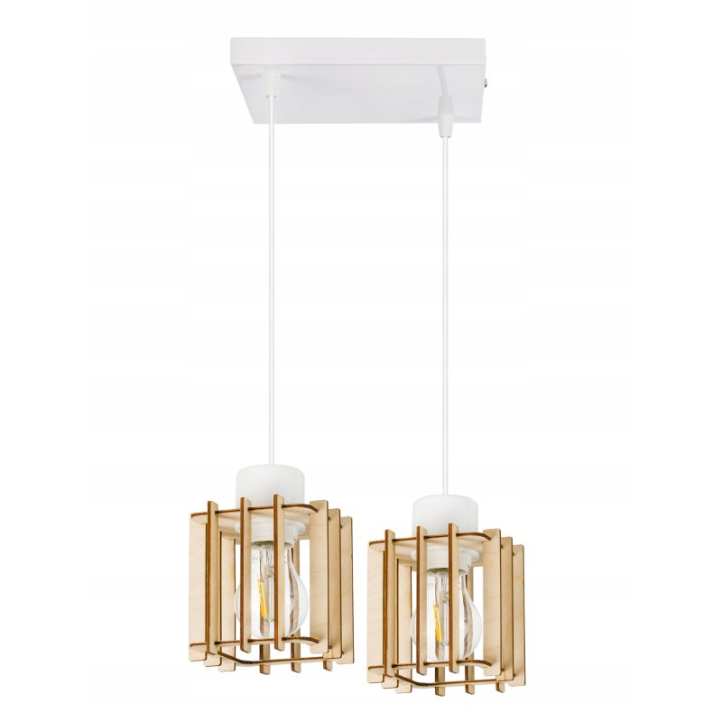 LAMPA WISZĄCA zwis żyrandol sufit DREWNO KOSTKA 2