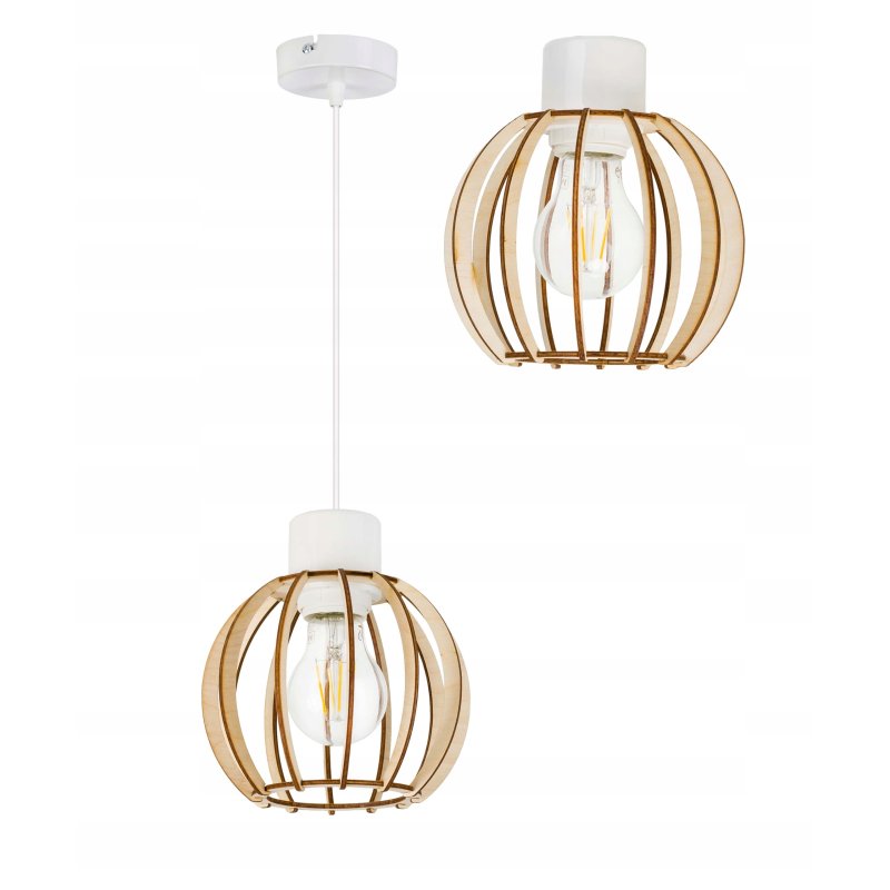 LAMPA sufitowa WISZĄCA ZWIS żyrandol loft DREWNO 1