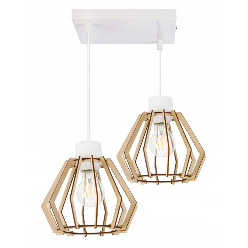 LAMPA sufitowa WISZĄCA ZWIS żyrandol loft DREWNO 2