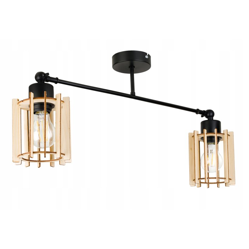 LAMPA sufitowa żyrandol regulowany LOFT E27 Drewno
